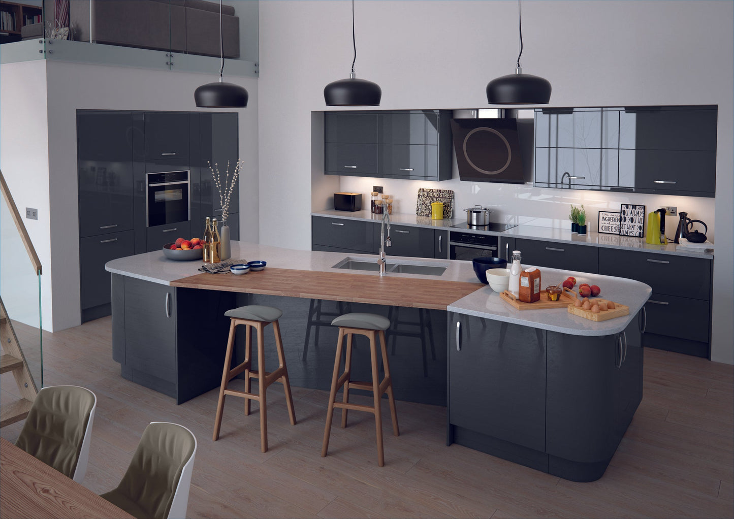Valencia Anthracite Gloss Finishing Components - The Kitchen Door Company