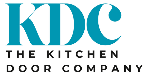 Logo of The Kitchen Door Company with 'KDC' in blue and text below on a white background