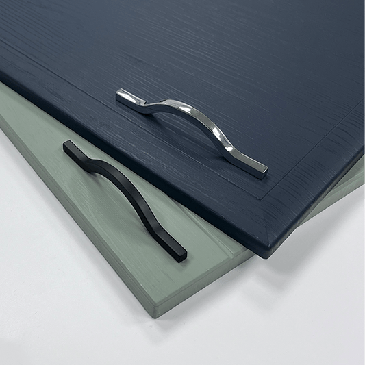 Curved Cabinet Handles 96mm 128mm Black Chrome | Acadia - The Kitchen Door Company